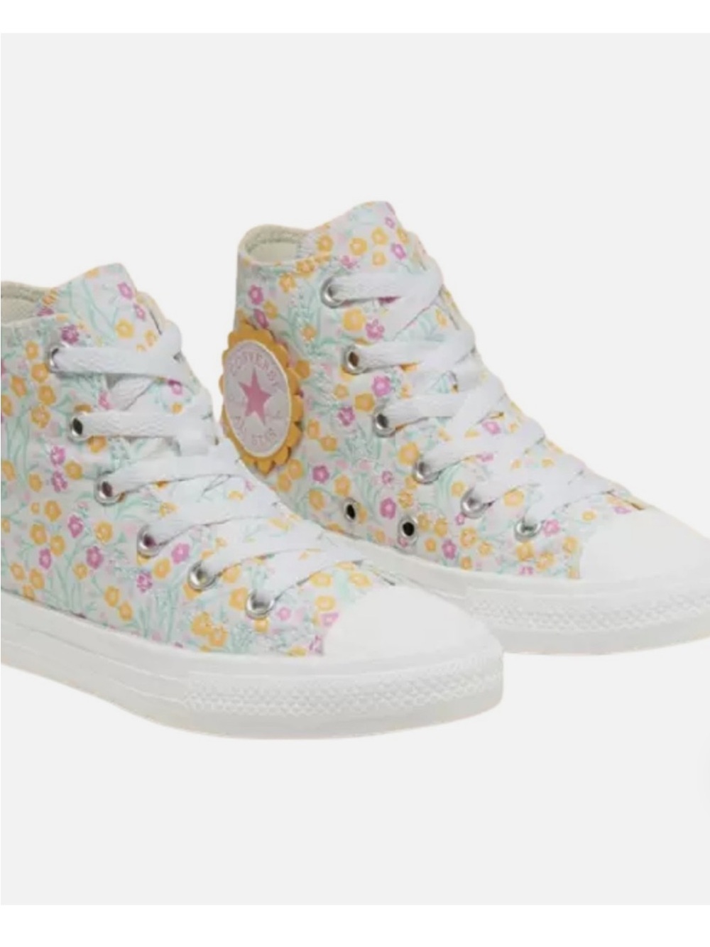 Converse Kids' Floral High-Top Sneakers - White, Yellow, Pink